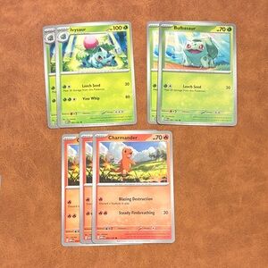 Pokémon 151 Trading Cards — Ivysaur, Bulbasaur & Charmander Lot